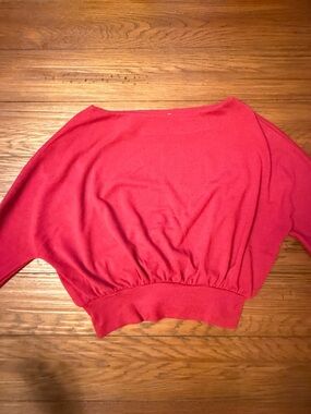 Cropped Red Boatneck Dolman Sleeve Sweater